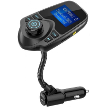 Bluetooth Car FM Transmitter Audio Adapter Receiver Wireless Handsfree Voltmeter Car Kit TF Card AUX 1.44 Display - KM18 Black Matte Black Ma