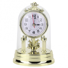 Vintage European Style Silent Desk Clock Gold Decorative Table Clock with Glass Dome Cover Ideal Compatible with Living Room or Offic