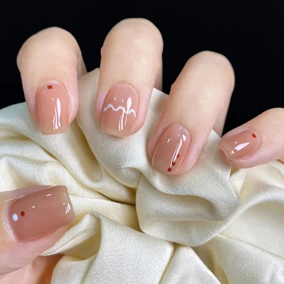 Short Press On Nails Set Easy Application Trendy Spring Summer Colors Reusable Fake Nails 24pcs