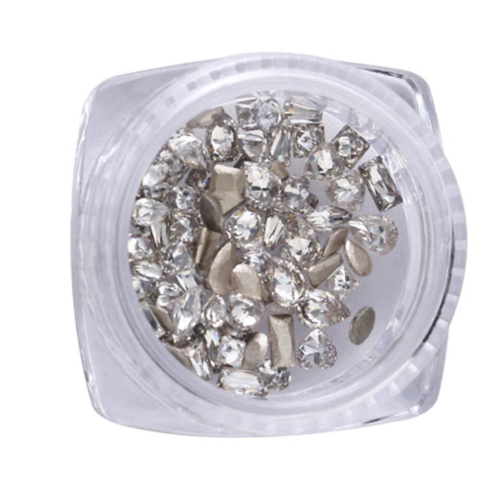 White Horse Eye Nail Art Rhinestones Flatback Gems Sparkling Faceted Design For Diy Crafts
