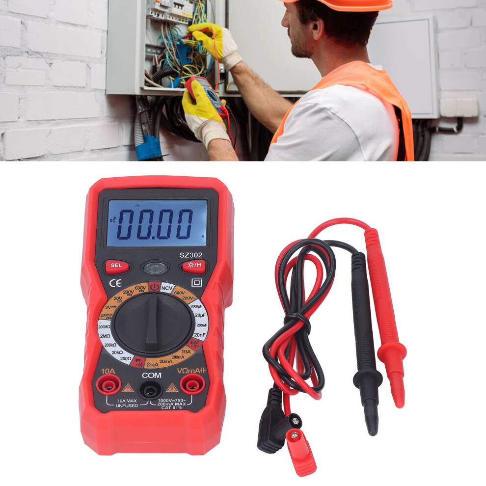 High Accuracy Digital Multimeter 2000 Count, Led Backlight, Dc/Ac Volt Meter With Flashlight 3401380884315