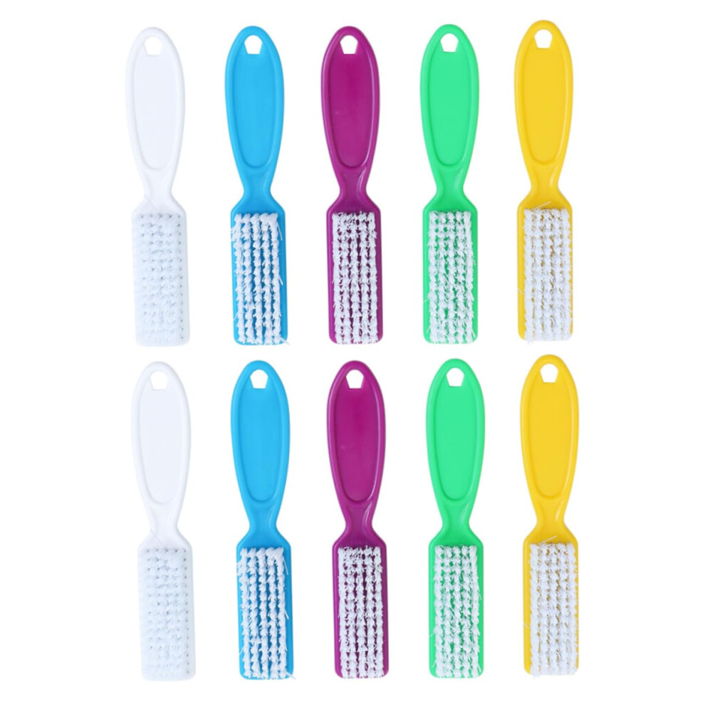 10pcs Nail Cleaning Brush Set with Ergonomic Handle for Manicure and Pedicure
