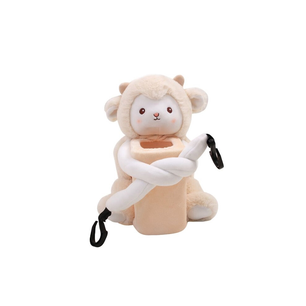 Sheep-Shaped Car Tissue Holder, Creative And Cute Tissue Box, Cartoon, Plush, Portable, For 8581601028645