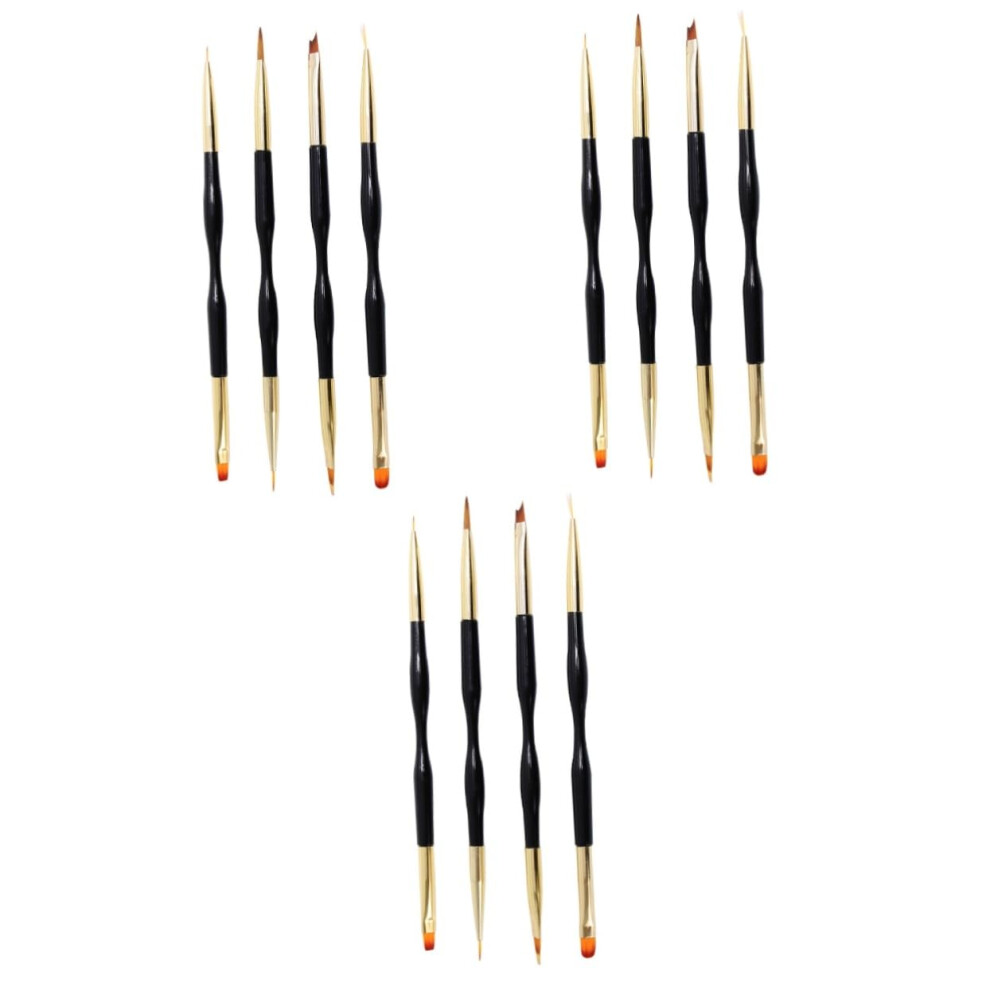 12pcs DoubleEnded Nail Art Brush Set for Detailing and Fine Drawing Acrylic and Gel Nails