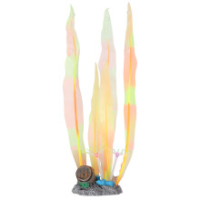 Easy Clean Aquarium Decorations Featuring Soft Silicone Glowing Kelp Plant with Fluorescent Coral Glow, Realistic Movement and Shelter for Fish Tank E