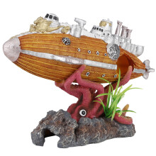 Akvariumdekoration med realistisk bläckfiskdesign, miljövänlig hartsmaterial, vattentät akvariedekoration, giftfri, stabil design, lämplig för
