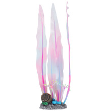 Easy Clean Aquarium Decorations Featuring Soft Silicone Glowing Kelp Plant with Fluorescent Coral Glow, Realistic Movement and Shelter for Fish Tank E