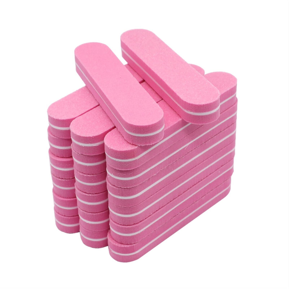 Pink 100Pcs Mini Nail Buffer Block And File Sponge For Gel Polish Manicure Pedicure Shaping