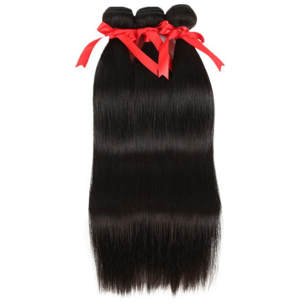 Unisex Pink Brazilian Straight Human Hair Bundles 28 Inch Remy Extensions Tangle Thick Strands