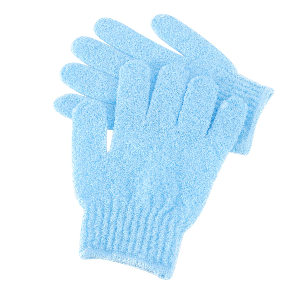 Exfoliating Bath Gloves 2 Pairs DualSided Body Scrubber Mitts for Men and Women Shower Spa Blue