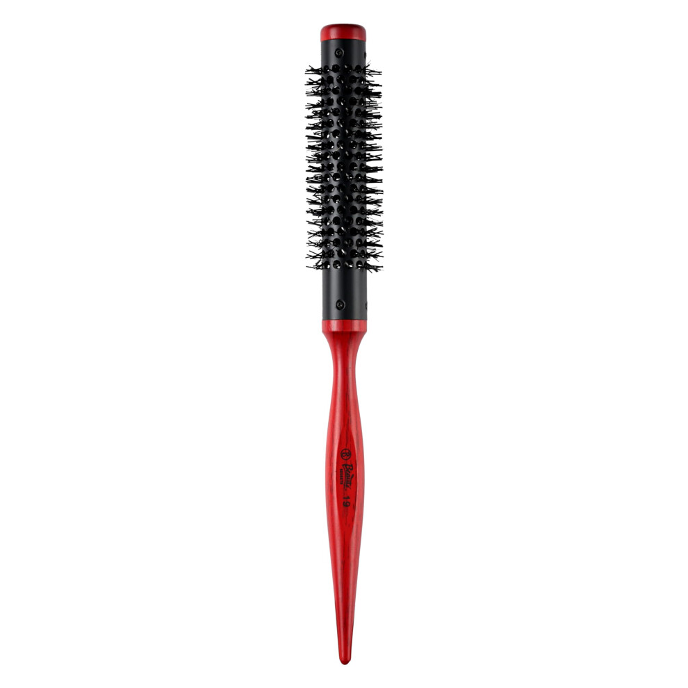 Round Blow Drying Brush 0.75 Inch for Short Hair with Ergonomic Wooden Handle and Frizz Control