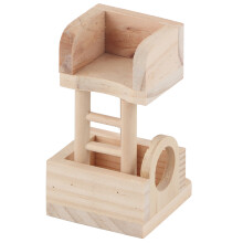 Esconderijo aconchegante para hamster, playground divertido, torre de observação de madeira natural com escada de dois andares, bordas lisas,