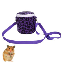 Bæreveske til hamster og chinchilla, pustende design, leopardmønster, utendørsveske med justerbar stropp, bærbar reiseveske, glidelåslukking,