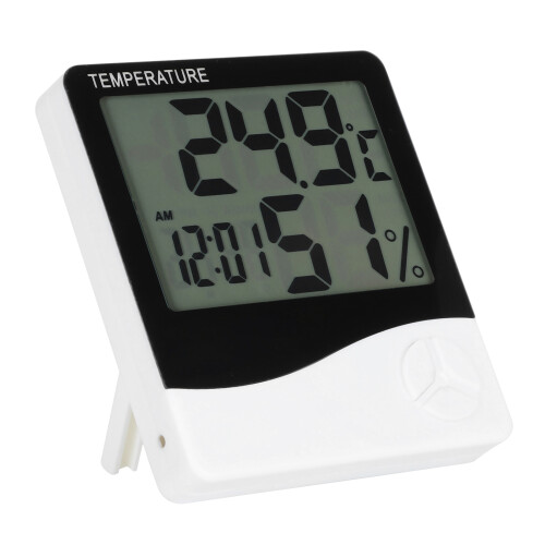 Multifunktionsmessgerät mit präziser Luftfeuchtigkeitsmessung, digitales Innenthermometer und Hygrometer mit Wecker, großem Display und 1