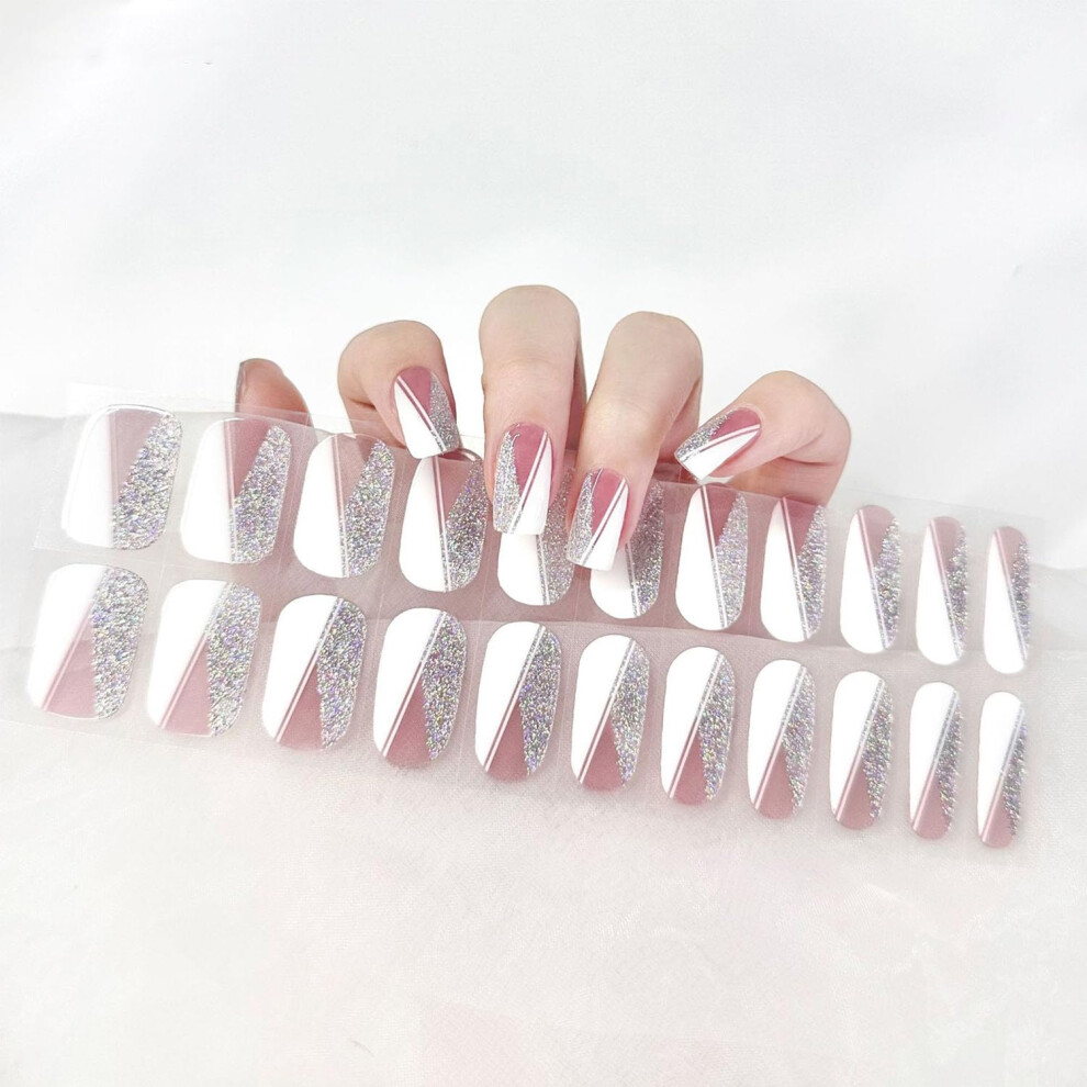 Gel Nail Stickers Semi Cured UV Cure Reusable DIY SalonQuality Home Manicure Kit GEL2146