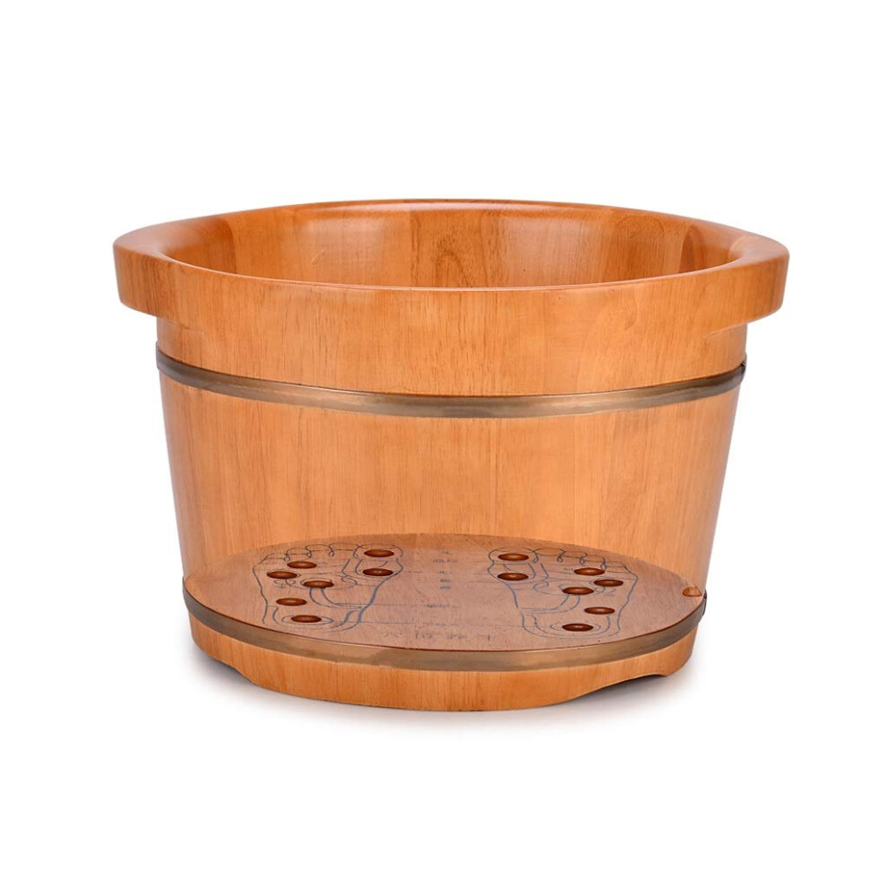 Wooden Foot Bath Bucket with Heat Retention Cover for Spa, Durable Oak Pedicure Soak Basin