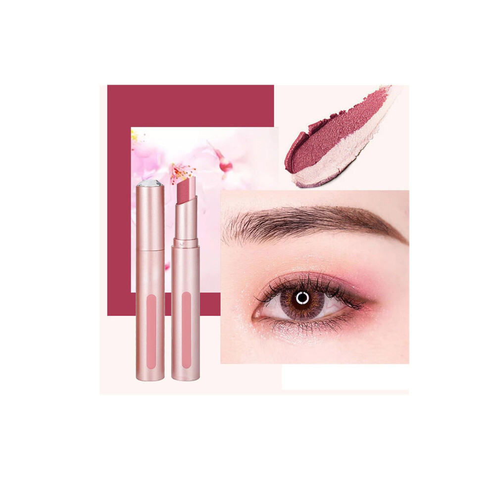 Pink Dual Color Waterproof Glitter Eyeshadow Stick With Shimmer Finish For Longlasting Eye Makeup