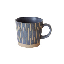 Nordic Style Ceramic Coffee Mug with Geometric Patterns, Vintage Porcelain Tea Cup for Home Office