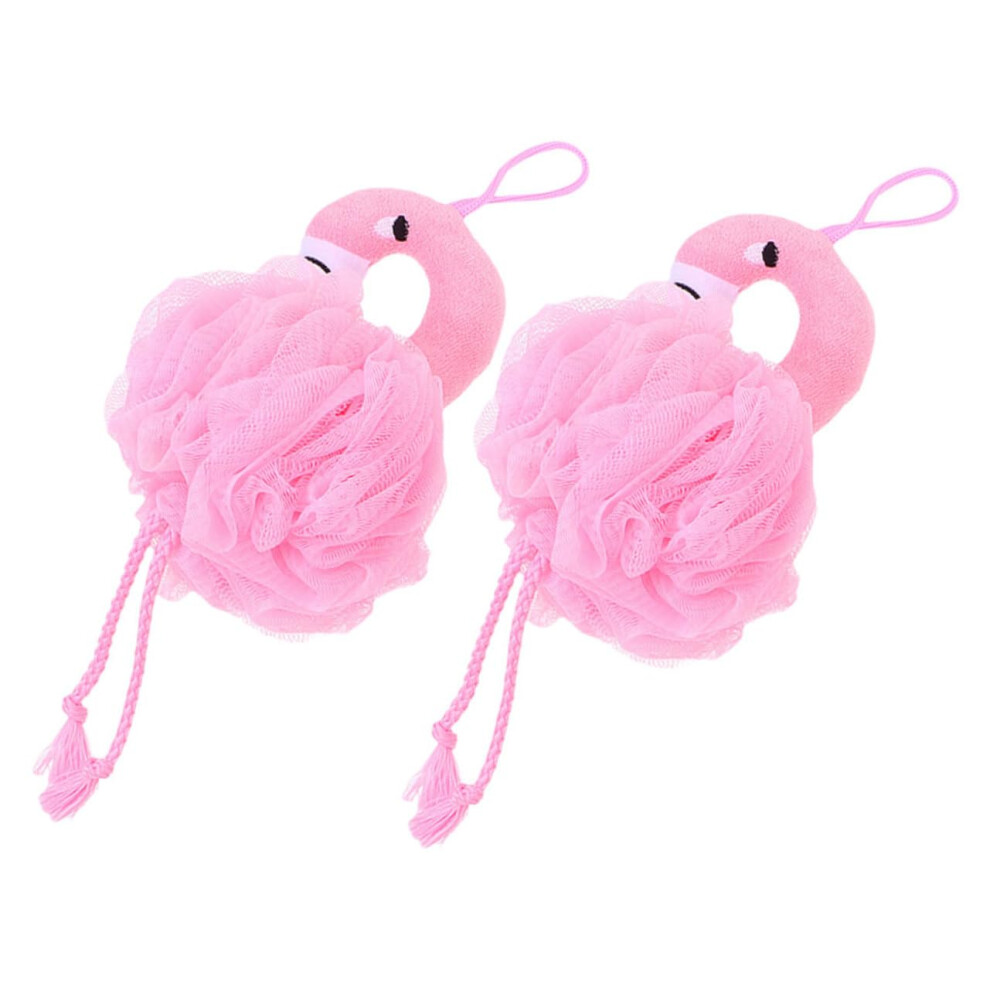 Flamingo Bath Loofah 2pcs Exfoliating Shower Pouf for Gentle Skin Cleansing and Travel Use