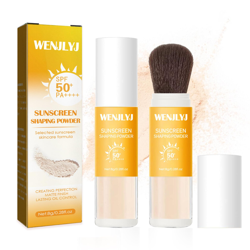 2PCS Mineral Sunscreen Powder SPF 50 PA++++ Translucent Matte Finish Oil Control Face Setting Powder