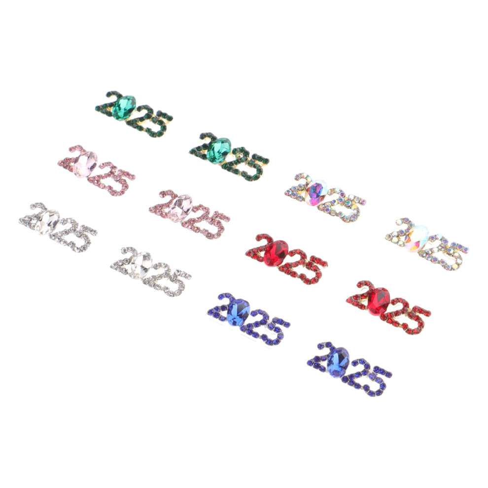 12pcs Number Nail Charms with Rhinestones  Sparkling Alloy Decorations for DIY Acrylic Gel Nails