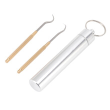 Outdoor-Camping-Picknick-Wiederverwendbares-Zahnstocher-Set-Edelstahl-Messing-Taschenformat