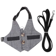 Conjunto de arnés y chaleco para mascotas ajustable estilo caballero, tela suave y transpirable, traje para pasear conejos, gatitos y animales