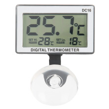 Digitale aquariumthermometer met externe sensor, LCD-scherm, gemakkelijk afleesbaar, Fahrenheit en Celsius, duurzame batterij, zuignapbevestiging.