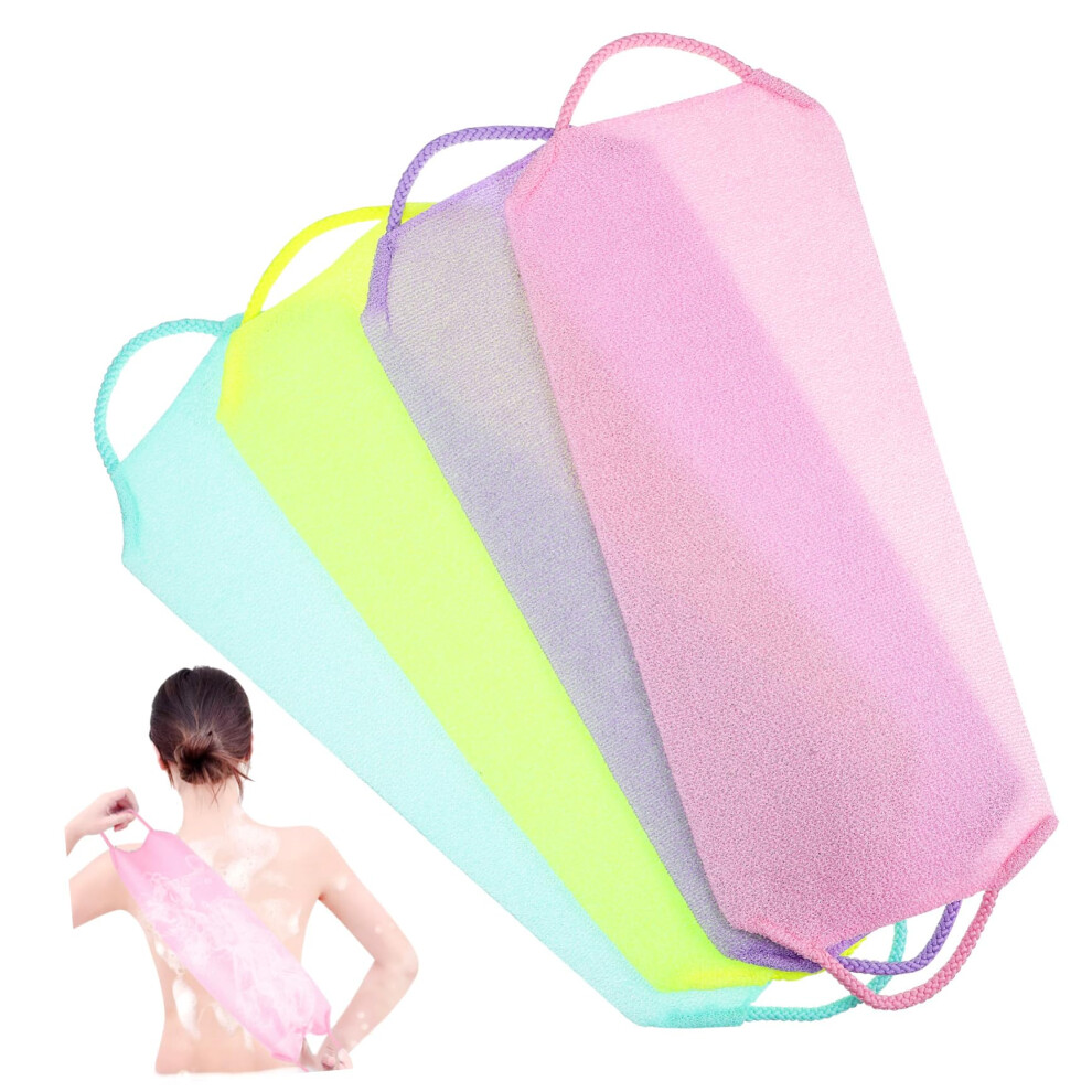 Green/Yellow 4Pcs Exfoliating Back Scrubber And Body Scrubber Towel For Deep Cleansing Smooth Skin