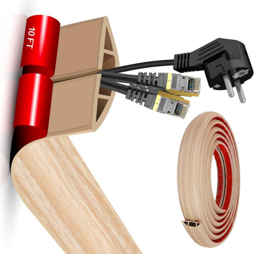 Easy Installation Cable Hider Strips Floor Wire-White 3 meters