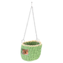 Rede para pequenos animais, ideal para hamsters. Cama suspensa feita de fibra de junco artesanal, resistente a mordidas, com corrente de metal