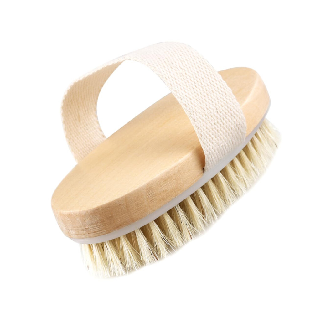 Dry Body Brush with Natural Bristles for Dead Skin Exfoliation and Circulation Boost
