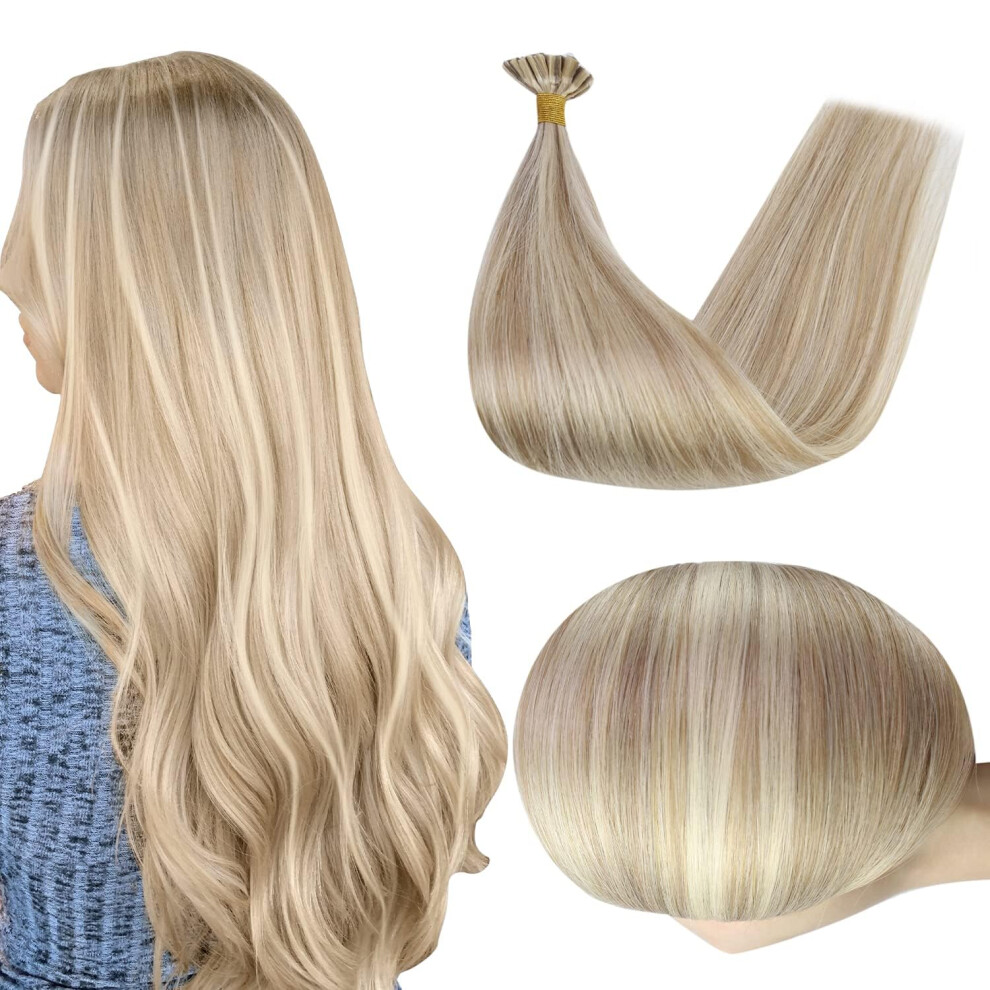 Unisex U Tip Human Hair Extensions 20 Inch Keratin Bond 50G Blonde Highlights For Natural Volume