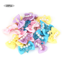 Niedliche Haarschleifen für kleine Hunde, handgefertigte Hundepflegeaccessoires aus Ripsband mit elastischen Gummibändern, Strassperlen und