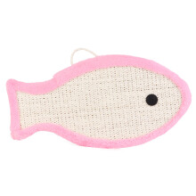 Fiskeformet kloremette til katter, trygg og giftfri sisal katteseng med hengende tau, søt design, slitesterk kloslipeflate for innendørs kattunger,