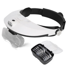 Hoofdbandvergrootglas met LED-verlichting, oplaadbaar, handsfree, voor op het hoofd te bevestigen, voor precisiewerk, sieradenreparatie, lezen en