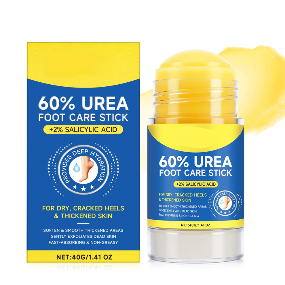 60% Urea Foot Care Stick with Salicylic Acid, Deep Hydration Cracked Heel Balm for Dry Feet