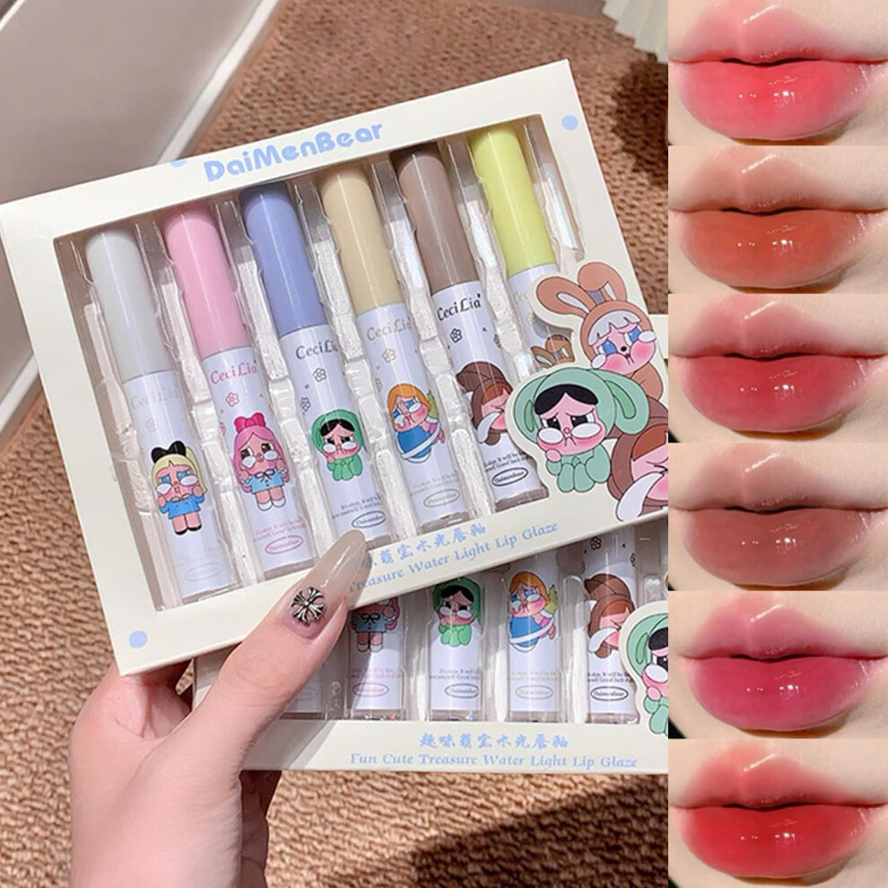 Lip Gloss Set 6PCS Jelly Hydrating NonSticky Mirror Shine Finish with Plumping Effect Gift