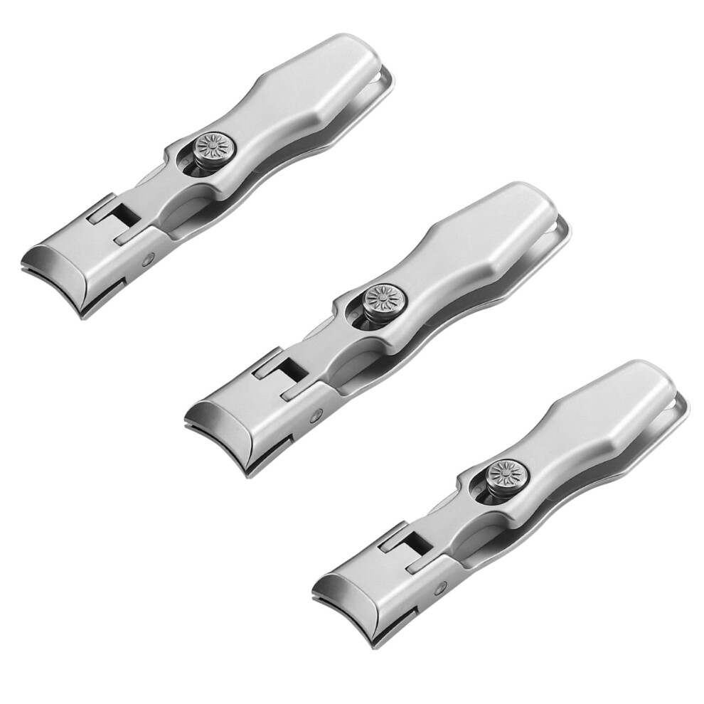 Nail Clippers Pack of 3 Heavy Duty Wide Jaw 420 Stainless Steel with AntiSplash Catcher
