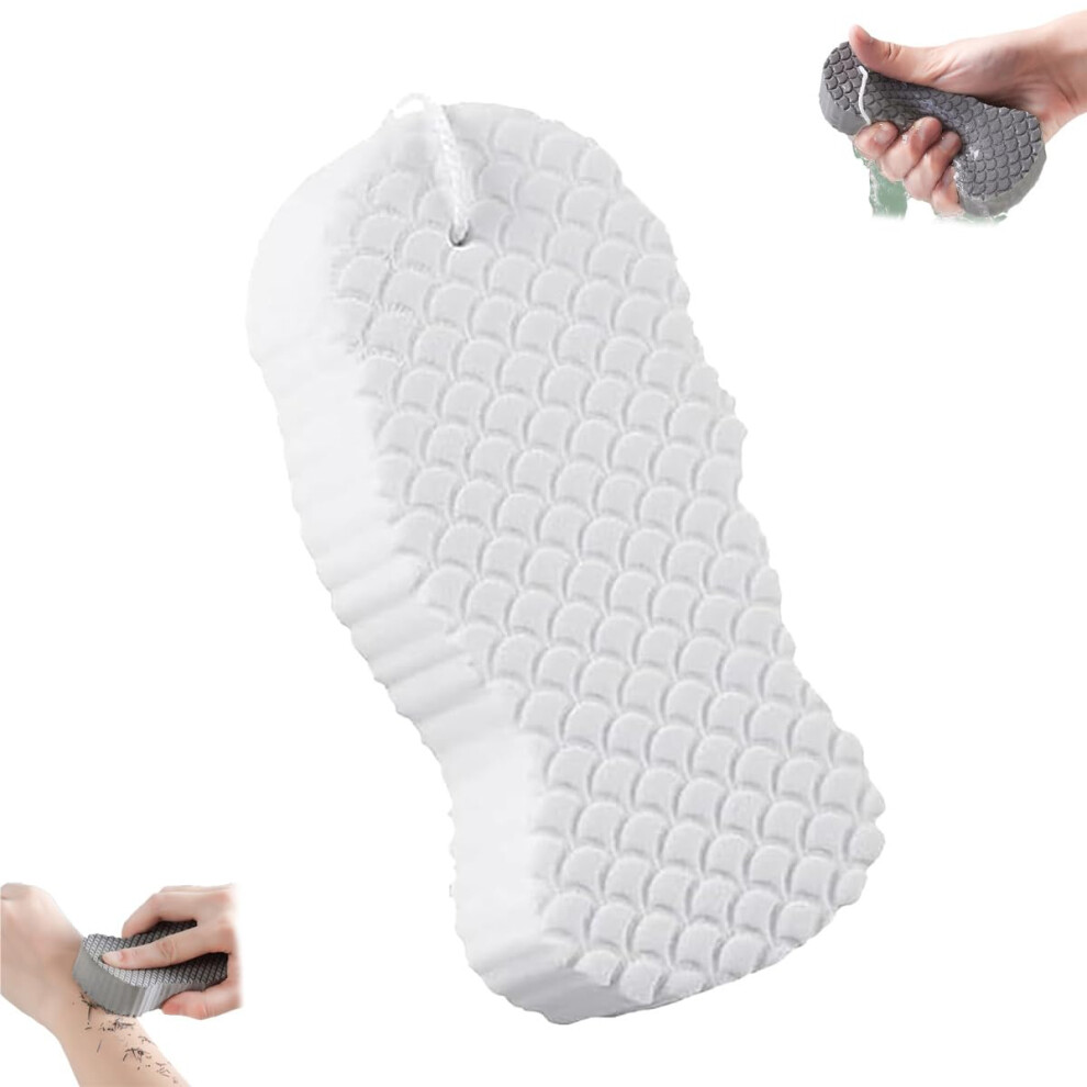 White Soft Exfoliating Bath Sponge For Adults Gentle Daily Skin Cleansing Reusable 1Pcs