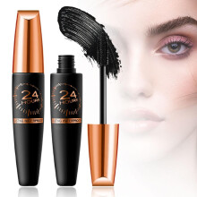 Waterproof Lengthening Mascara with Silk Fiber and Metal Curling Wand for LongLasting Curl