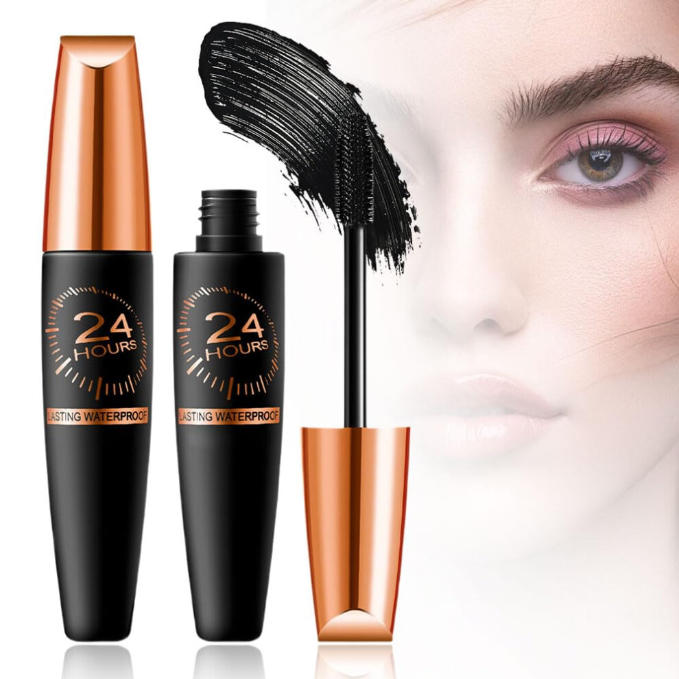 Waterproof Lengthening Mascara with Silk Fiber and Metal Curling Wand for LongLasting Curl