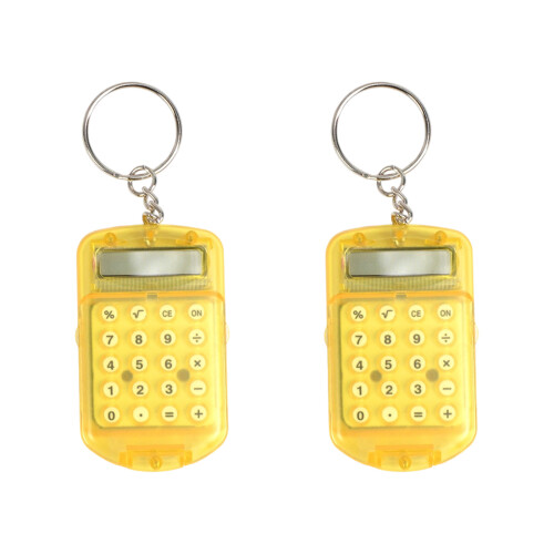 Mini Calculator Keychain 8 Digit Screen Keyring-Yellow