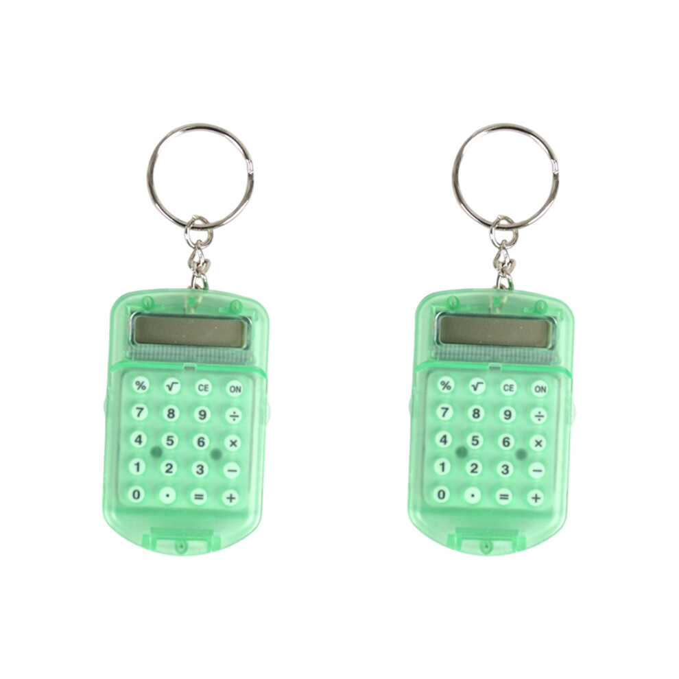 Pocket Calculator Keychain With Lid Keyring Holder- Green 7755000349507