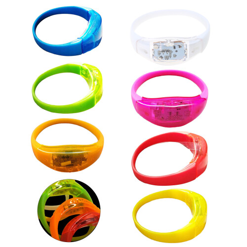 5pcs Voice Control LED Light Bracelets Silicone Bangle-Red 1