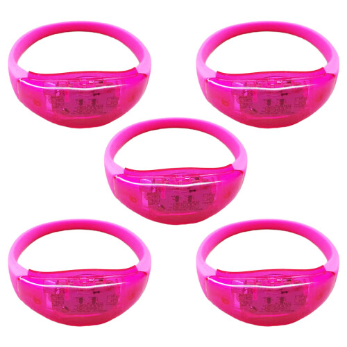 5pcs Sound Controlled LED Bracelets Glow Flashing Bangle-Pink