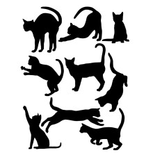 9Pcs Removable Vinyl Art DIY Quote Cats Wall Decal Mural-Black