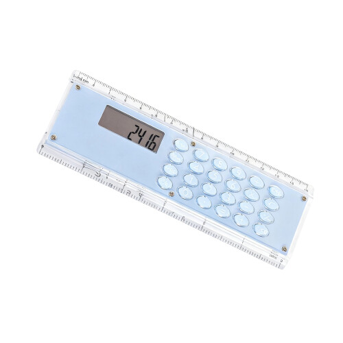 Thin 15cm Double Scale Ruler With Built In 8 Digit Digital-Blue