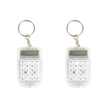 Mini Calculator Keychain 8 Digit Screen Keyring-White