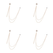 4 Piece Women's Brooches Pin Lightweight-Gold Star longtassel